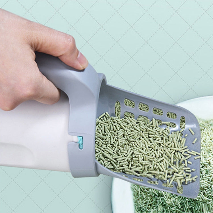 All-In-One Cat Litter Scoop Pet Toilet Picker Removable Portable Plastic Scoop(Gray White)